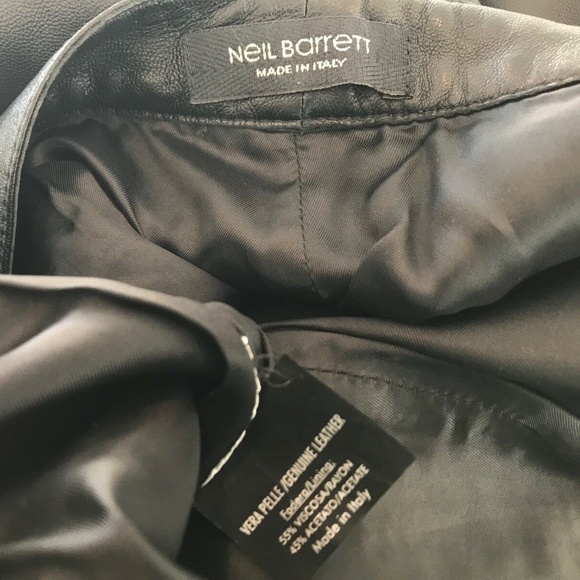 NEIL BARRETT BLACK LEATHER BOOTCUT PANTS SIZE SMALL - Picture 12 of 12